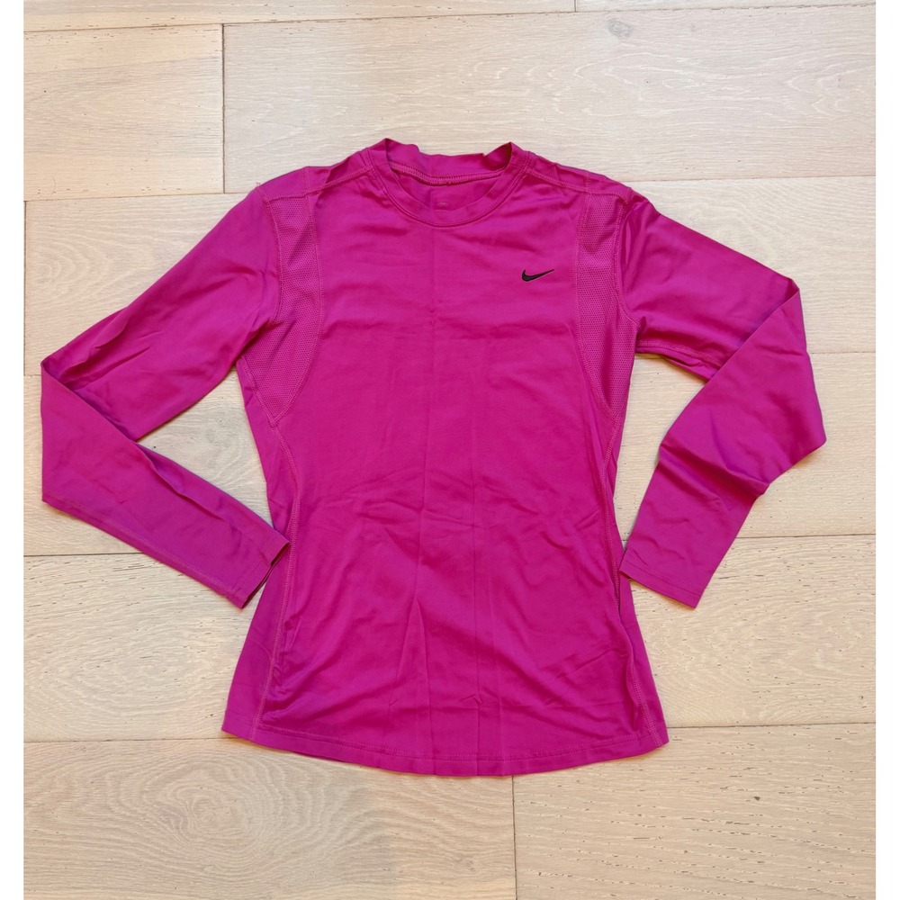 Nike Dri-FIT Long Sleeve Athletic Top Pink Womens Small Workout Running Gym Y2K
